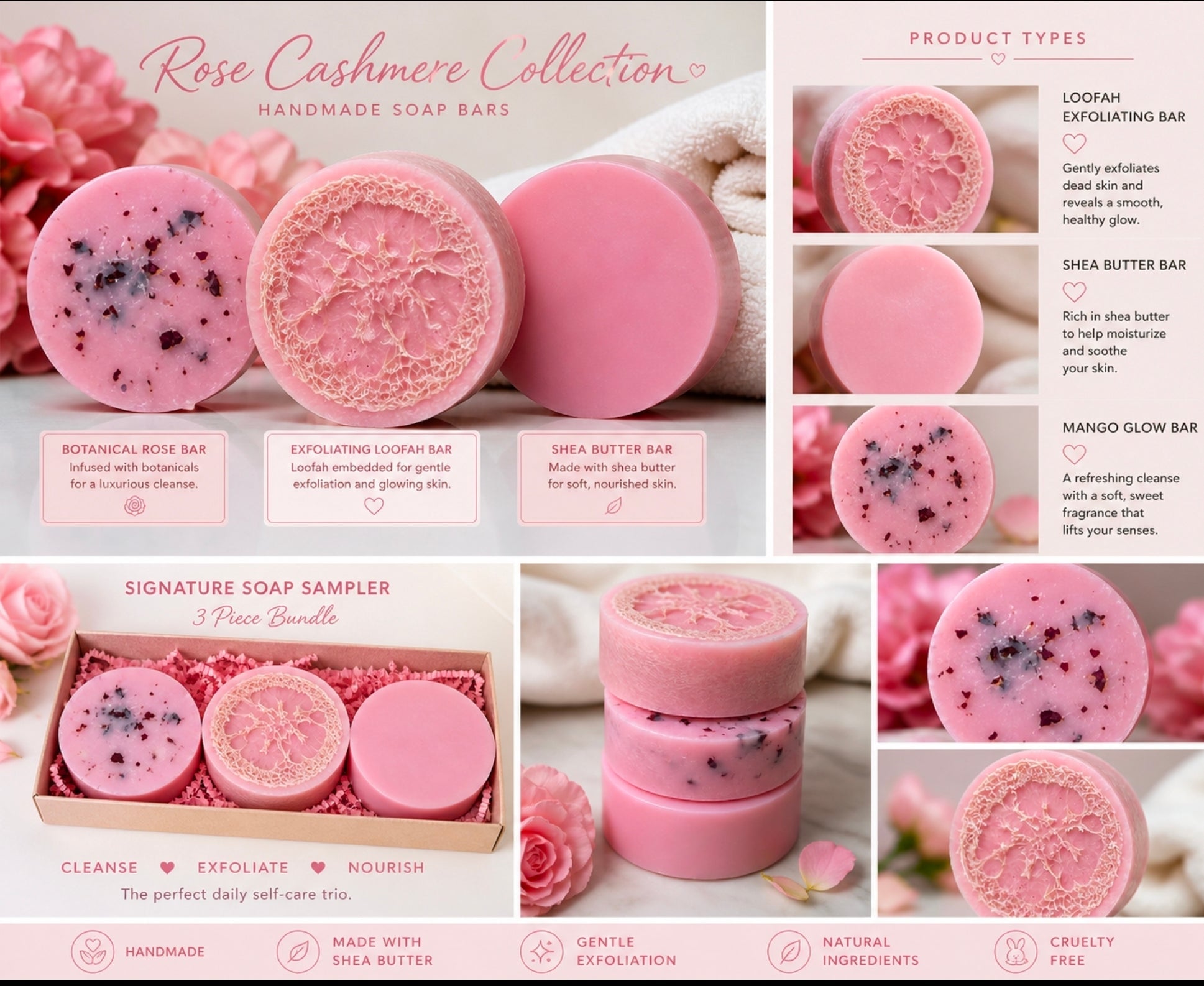Rose Cashmere Collection – Signature Soap Sampler Bundle