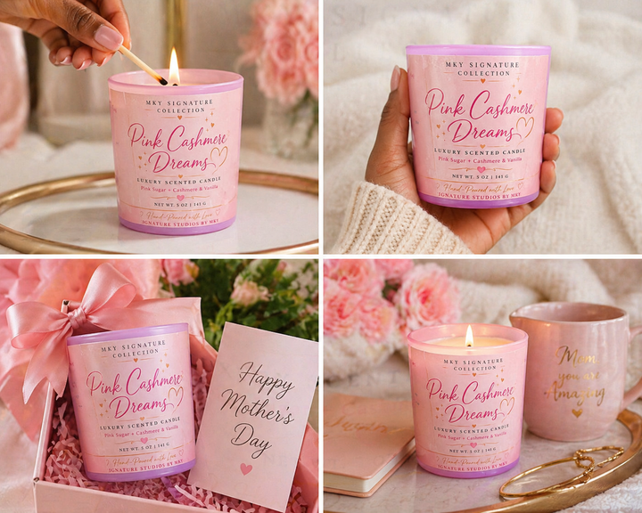 Pink Cashmere Luxury Scented Soy Candle – Handmade Women's Candle | Signature Studios by MKY