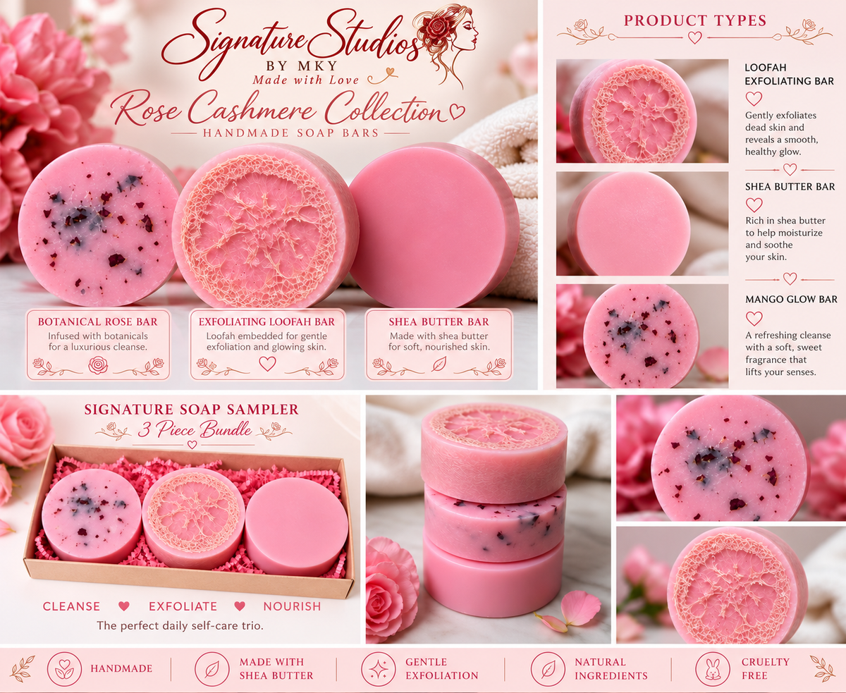 Rose Cashmere Collection – Signature Soap Sampler Bundle — Signature Studios by MKY, Made with Love