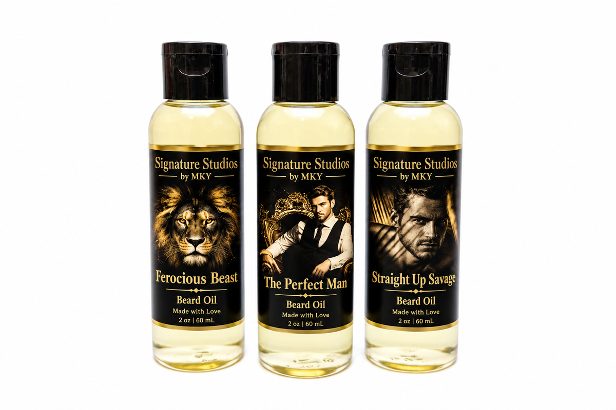 The Gentleman Set – Premium Beard Oil Collection for Men (3 x 2 oz) | Signature Studios by MKY — Signature Studios by MKY, Made with Love
