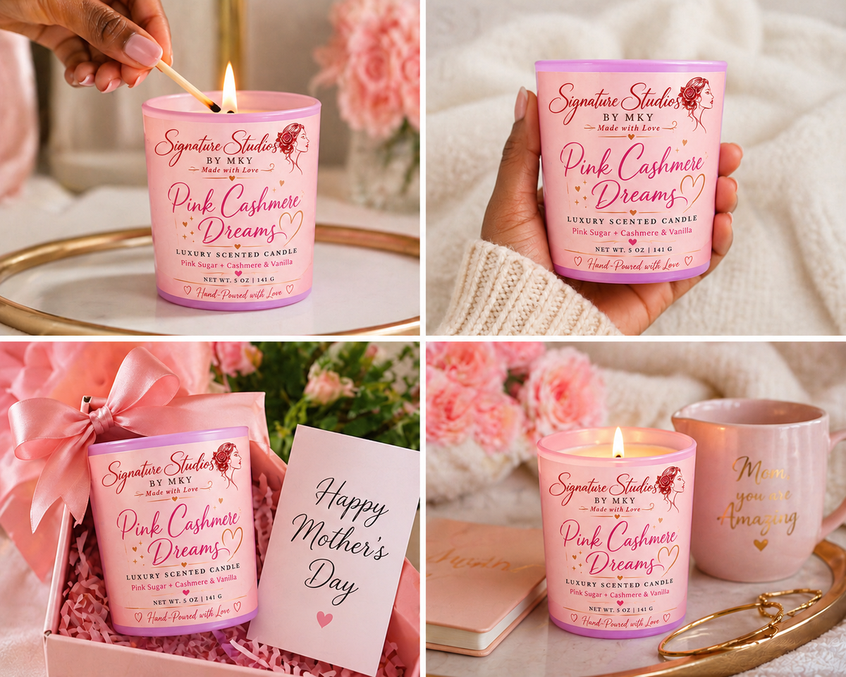 Pink Cashmere Luxury Scented Soy Candle – Handmade Women's Candle | Signature Studios by MKY — Signature Studios by MKY, Made with Love