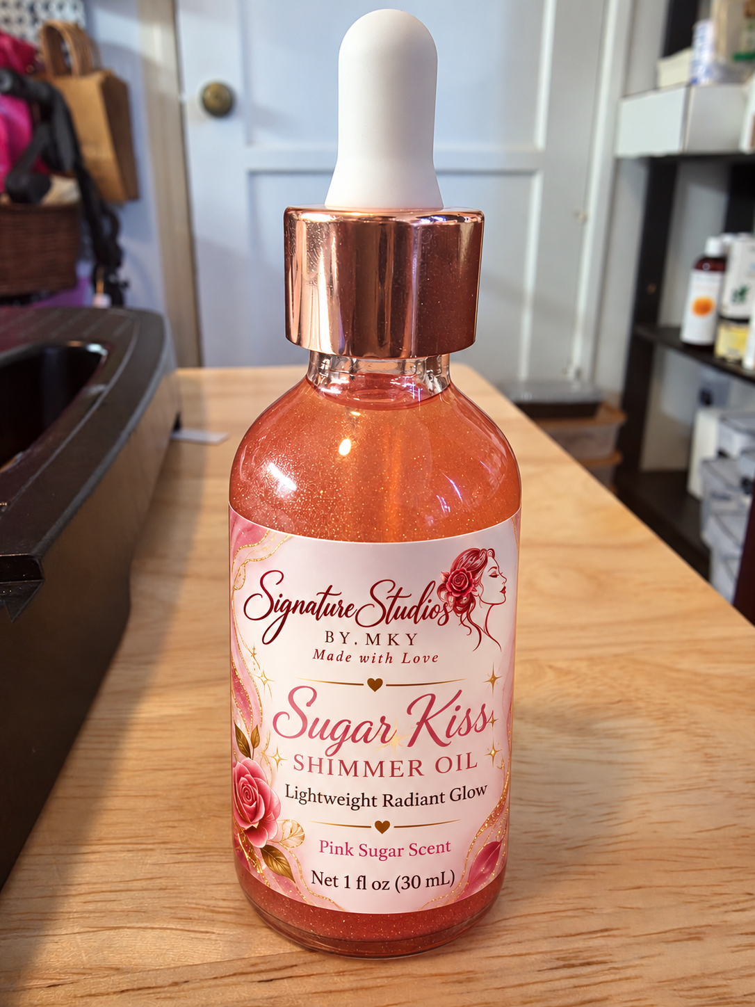 Sugar Kiss Shimmer Oil – Luxury Body Glow Oil for Women | Signature Studios by MKY — Signature Studios by MKY, Made with Love